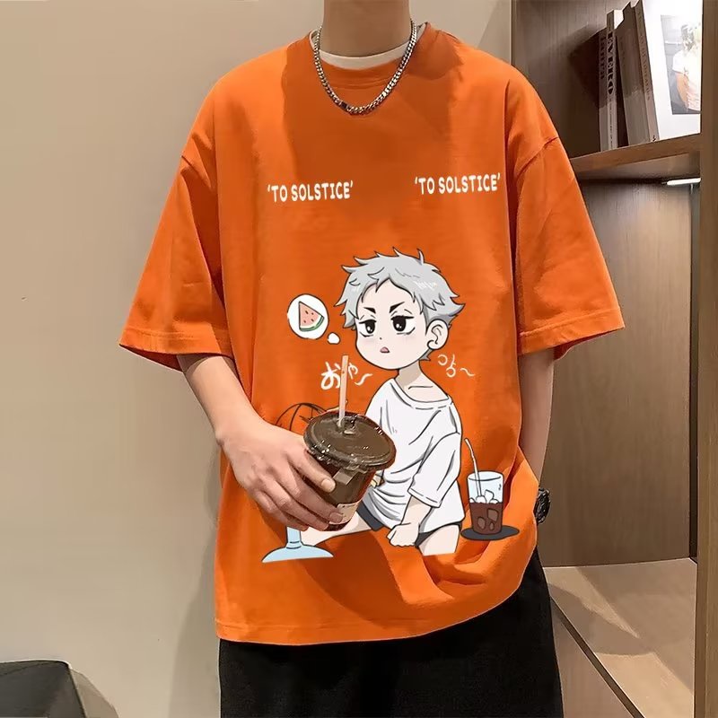 【Plus Size】(40-130kg) Áo Thun Nam Oversize Tay Ngắn Dáng Rộng In Hình anime Nhật Bản Thời Trang Mùa Hè áo phông nam boy phố