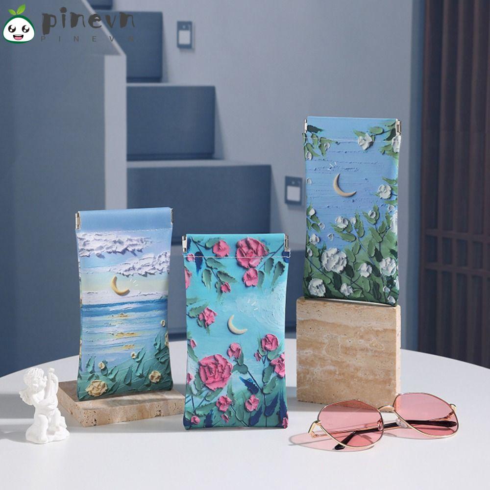 Túi Da PU Đựng Mắt Kính Họa Tiết Hoa