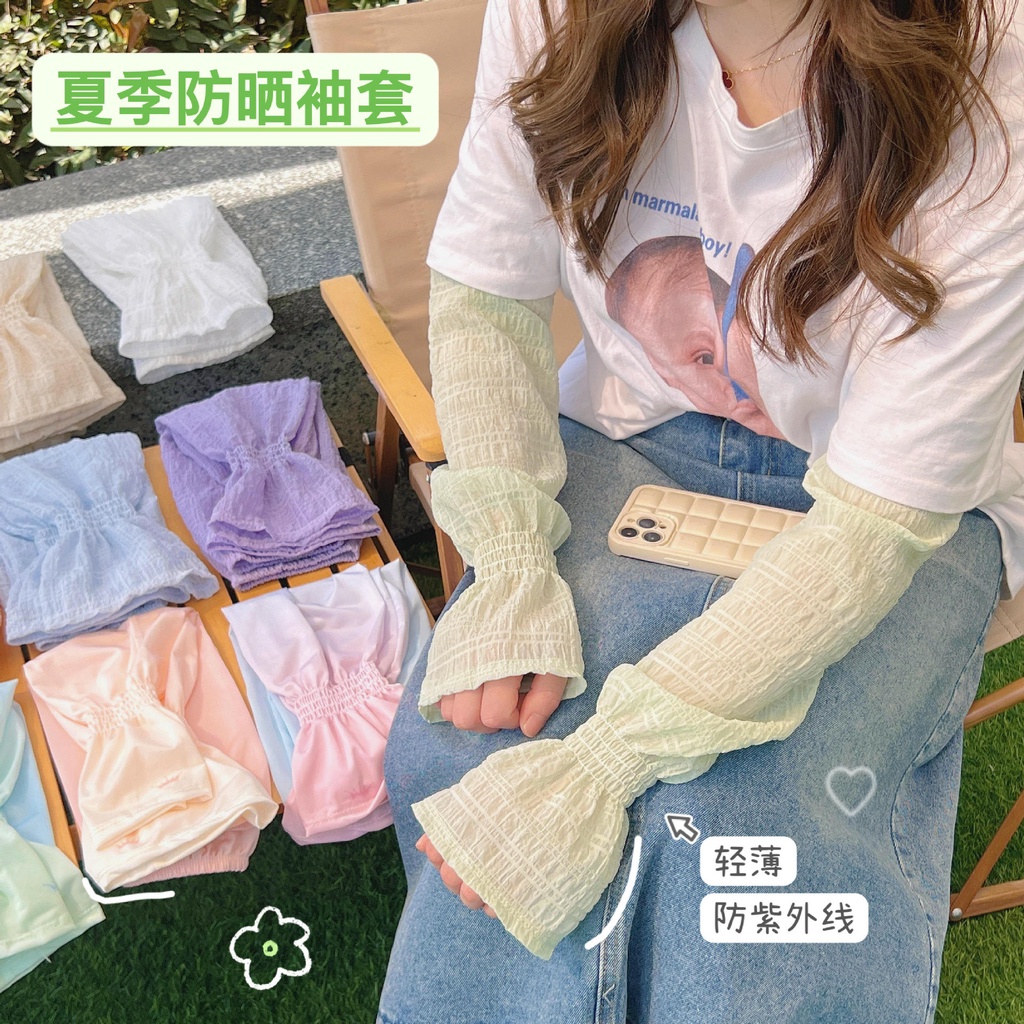 Găng Tay Chống Nắng / Tia UV Bằng Lụa Lạnh Dáng Rộng Phong Cách Hàn Quốc Thời Trang Đa Năng