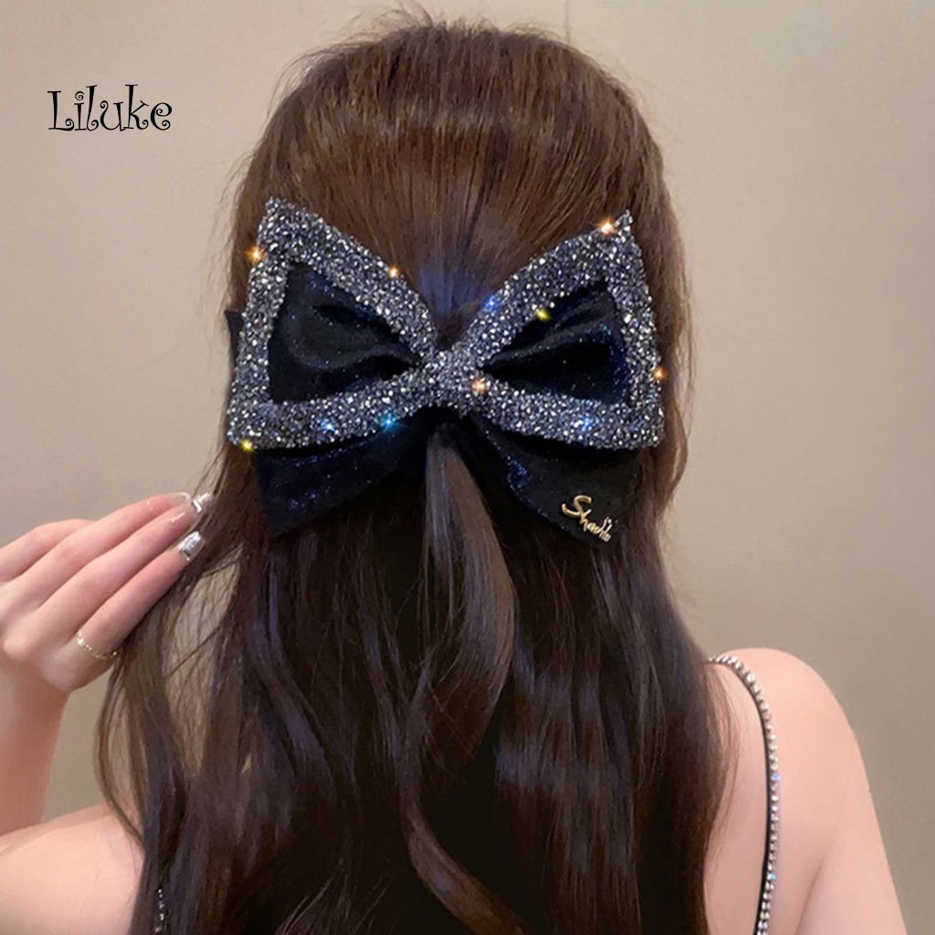 Kẹp Tóc Hợp Kim Trang Trí Nơ Đính Đá Xinh Xắn Cho Nữ