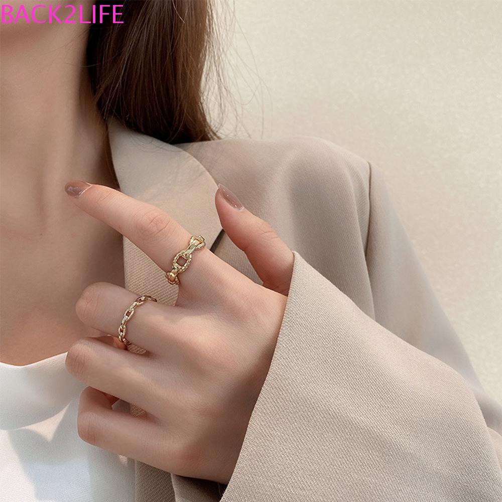 Set 2 Nhẫn Hở Đeo Khớp Ngón Tay Bằng Kim Loại Phong Cách Vintage Thời Trang Cho Nữ
