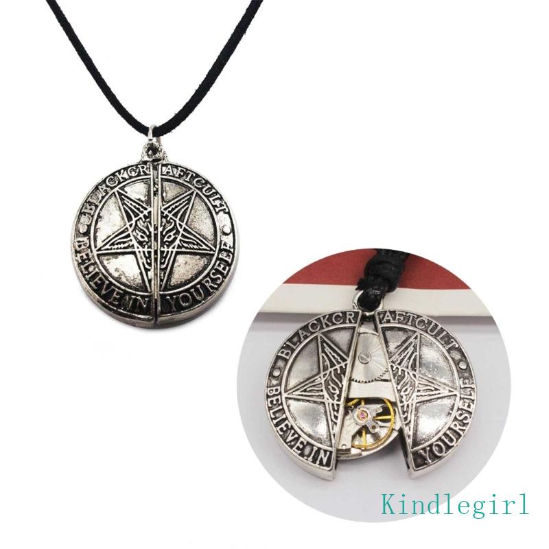 Vòng cổ Choker Da Màu Đen Mặt Hình Bánh Răng Ngôi Sao Năm Cánh Thời Trang