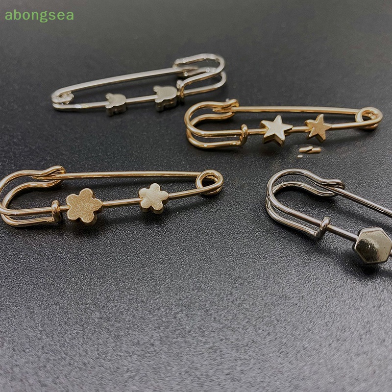 Trâm Cài Áo Hình Lục Giác / Ngôi Sao / Gấu Màu Vàng Bằng Hợp Kim Cố Định Chống Ánh Sáng Phong Cách Vintage Bongsea