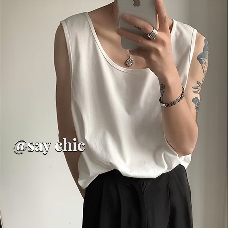 Áo Thun Sát Nách Màu Trơn Dáng Rộng Thời Trang Mùa Hè Cho Nam