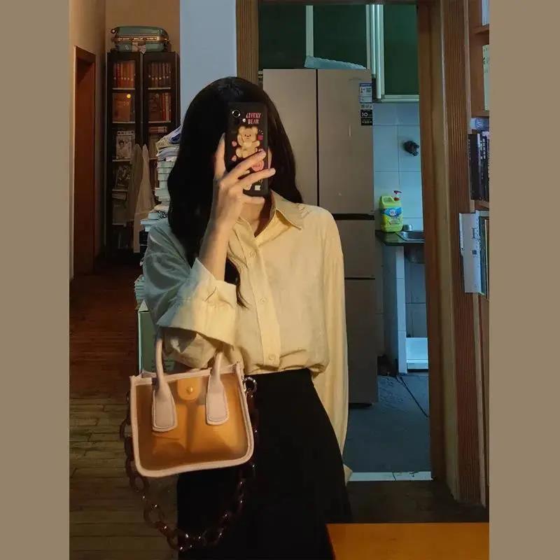 Chân Váy Chữ A Lưng Cao Màu Trơn Dễ Thương Phong Cách Hàn Quốc