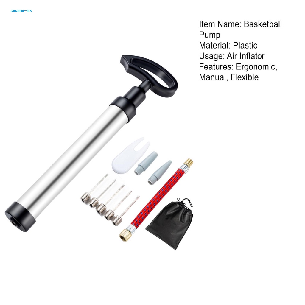 Bộ Dụng Cụ Bơm Bóng Rổ Bằng Hợp Kim Nhôm Kèm Ống Bơm Và Ống Nối Dài Tiện Dụng