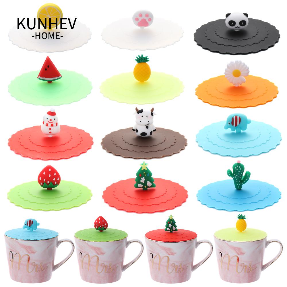 KUNHEV Nắp Đậy Ly Trà / Cà Phê Bằng Silicone Chống Bụi Hình Hoa Mẫu Đơn Dễ Thương