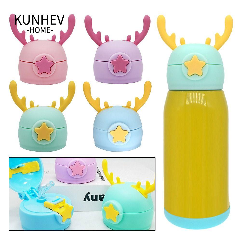 KUNHEV Nắp Đậy Cốc Nước Giữ Nhiệt Bằng Silicone Kèm Ống Hút Dành Cho Trẻ Em