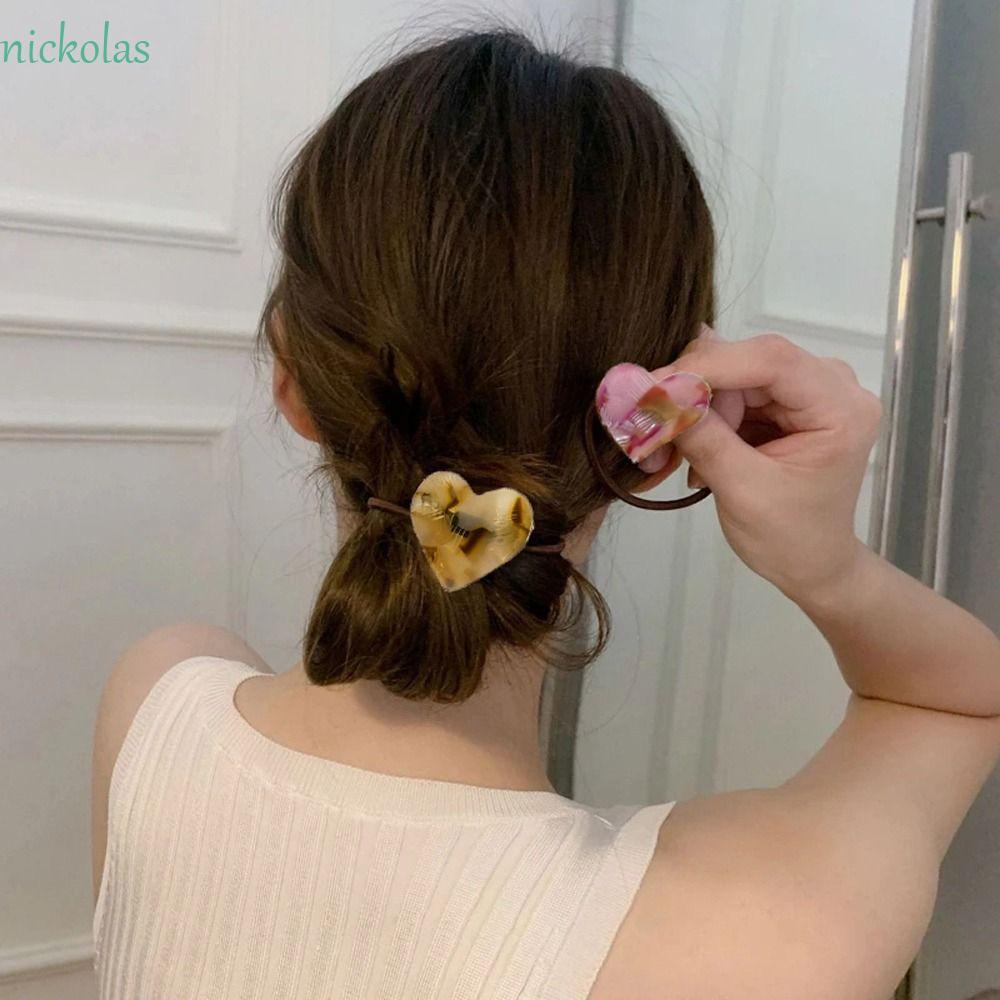 Dây Buộc Tóc Cao Su Mặt Tam Giác / Trái Tim Dễ Thương Thanh Lịch Cho Nữ