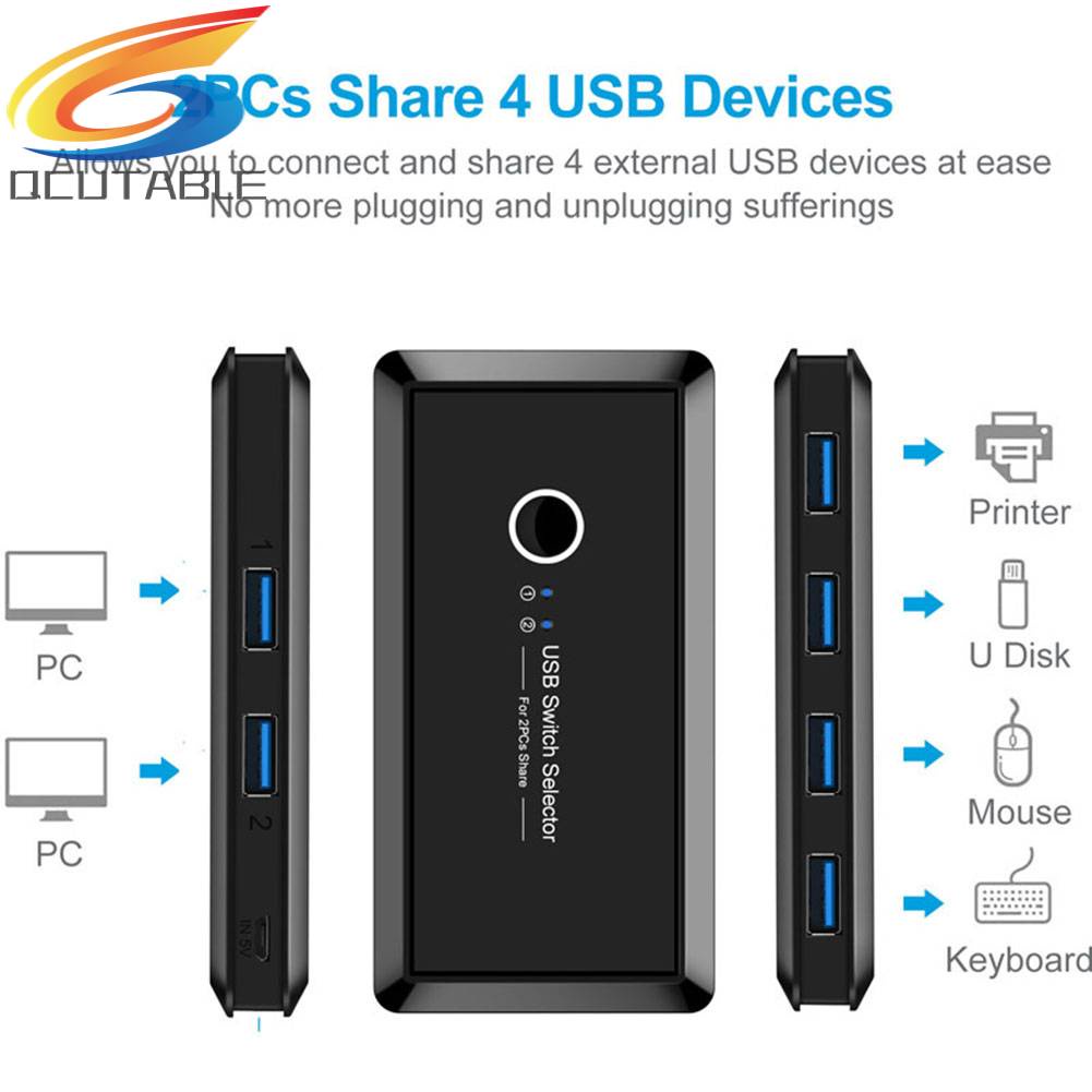 Bộ Chia 2 Cổng USB 3.0 2x4 4 Cổng USB Cho Máy In / Chuột / Bàn Phím