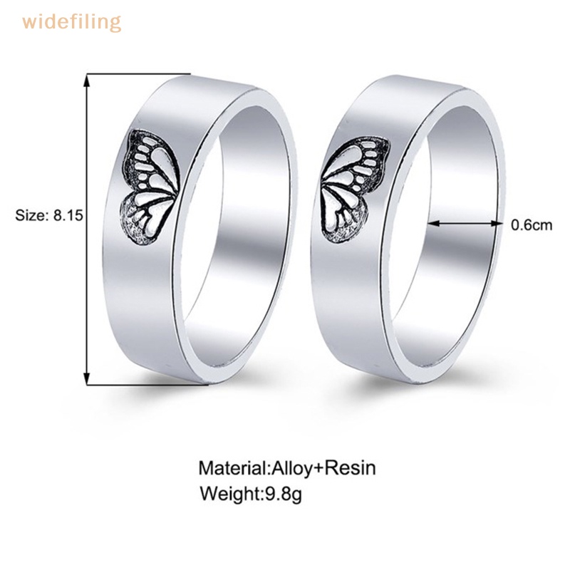 Bộ 2 Nhẫn Xếp Chồng Lên Nhau Họa Tiết Bướm Phong Cách Gothic Thời Trang Cho Cặp Đôi / Chị Em Gái