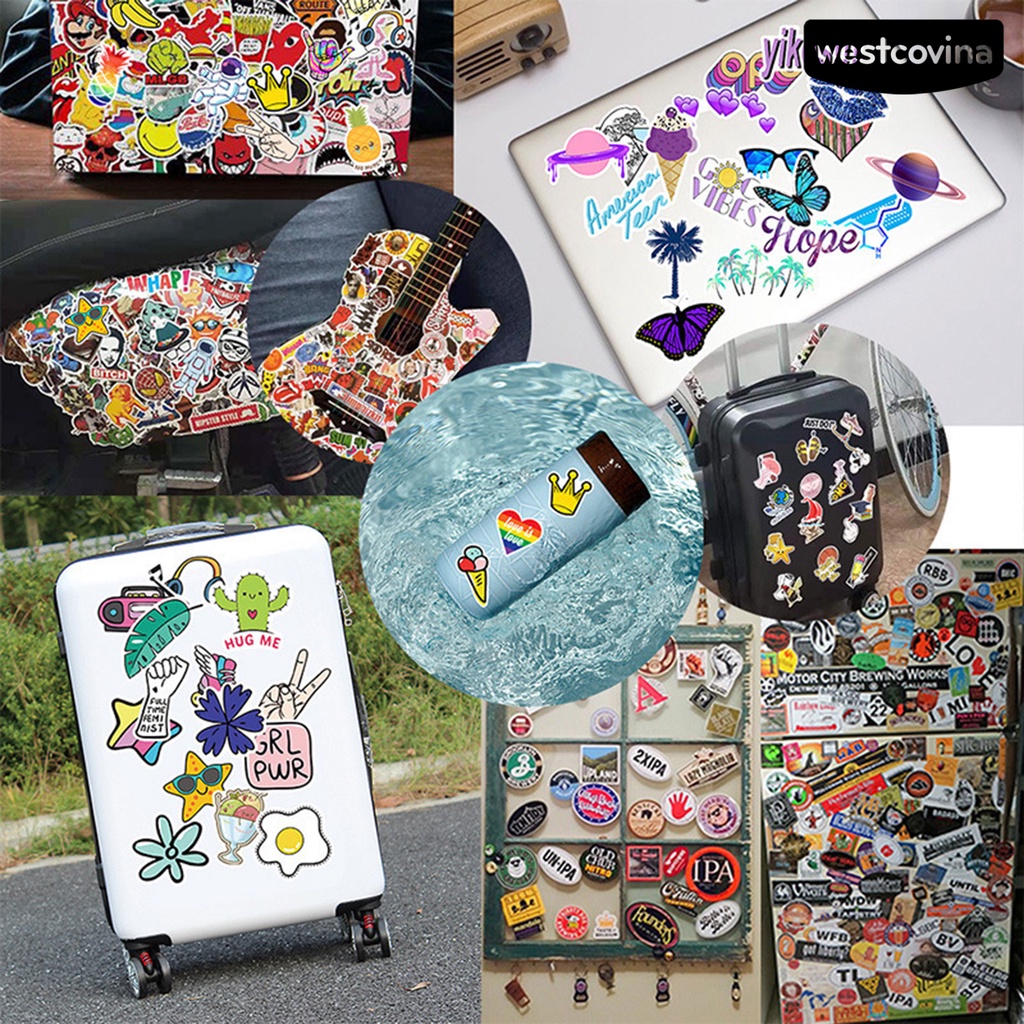 [WSTN]✎Bộ 50 Miếng Dán Họa Tiết Thỏ Hoạt Hình Graffiti Trang Trí Laptop Hành Lý