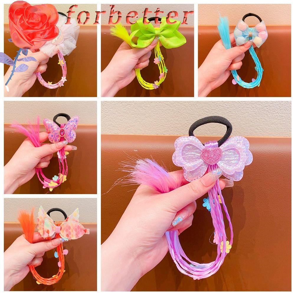 FORBETTER Tóc Giả Thắt Bím Đuôi Ngựa Co Giãn Dễ Thương Dành Cho Bé Gái