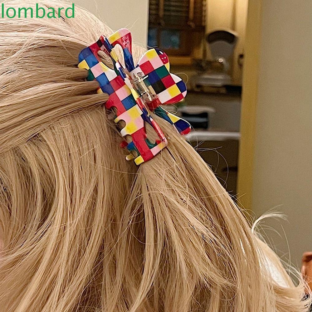 LOMBARD Kẹp Tóc y2k Họa Tiết Hình Học Đơn Giản Phong Cách Hàn Quốc Cho Nữ