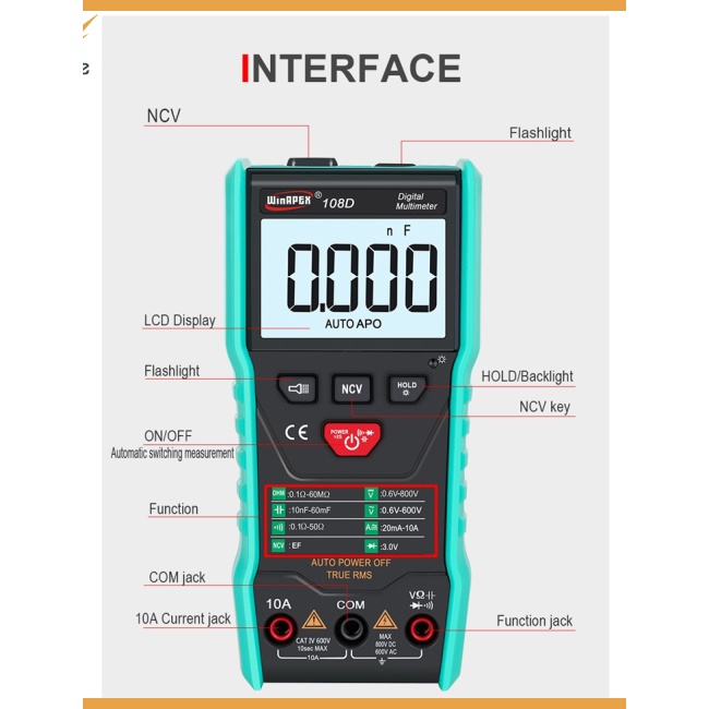 Vạn Năng Kế Kỹ Thuật Số Winapex 108D RMS 5999 AC / DC