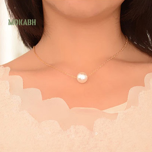 [Mok Abh] Vòng Cổ Choker Chất Liệu Hợp Kim Có Đính Ngọc Trai Giả Thời Trang