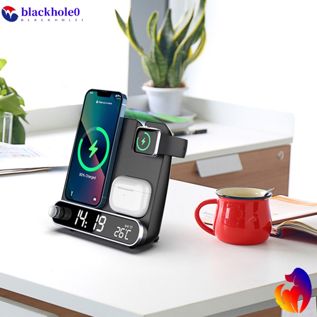Bộ Đế Sạc Nhanh Không Dây Đa Năng 15w Có Đèn Led Kỹ Thuật Số Dành Cho Điện Thoại / Đồng Hồ