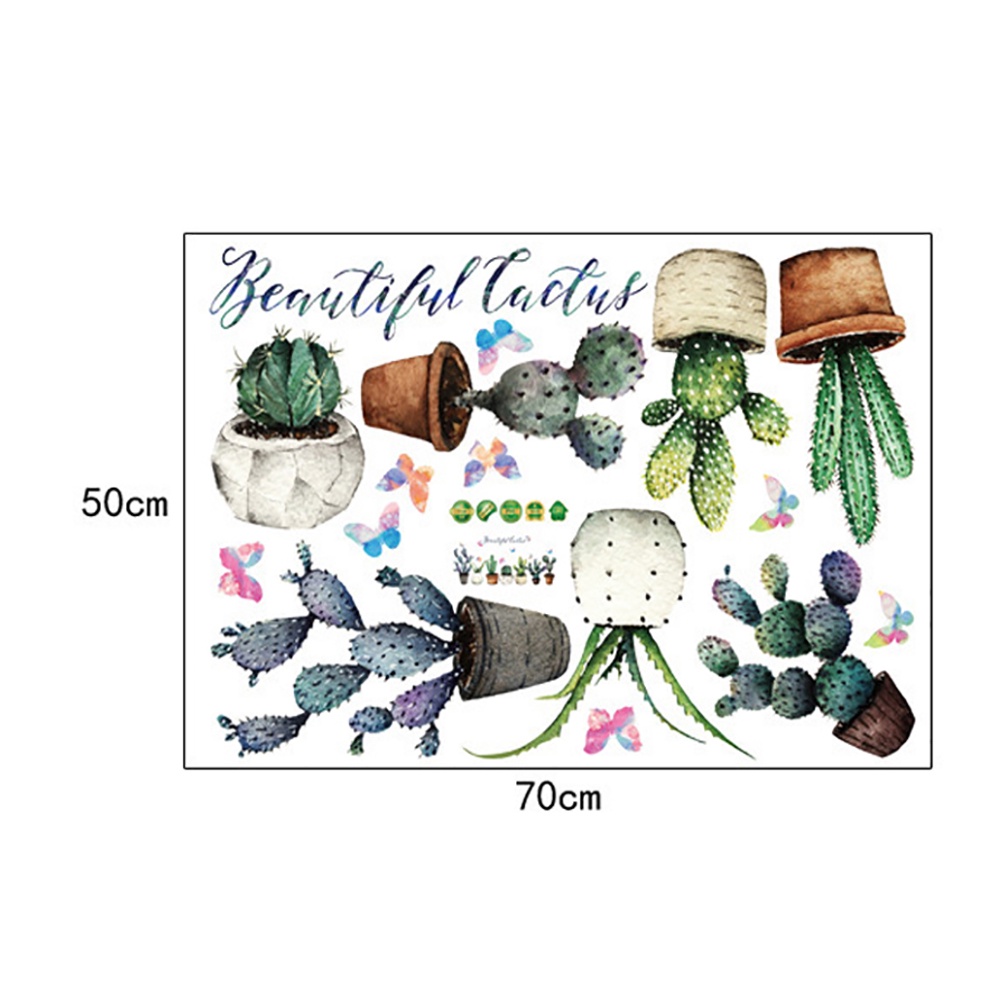 Miếng Dán Tường Trang Trí Hình Cây Xương Rồng DIY