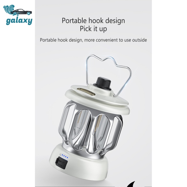 Galaxy Đèn Led Cắm Trại Sạc Usb Chống Nước Có Móc Treo