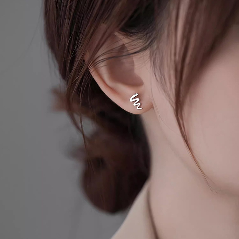 Bông Tai Bạc Hình Nhịp Tim Dễ Thương Lãng Mạn