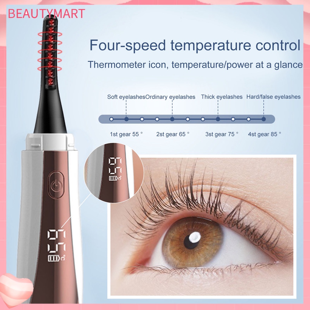 Dụng Cụ Uốn Lông Mi Bằng Điện 4 Nhiệt Độ Nhanh Khô Lâu Trôi Chống Bỏng Màn Hình LED Hiển Thị Có Thể Sạc Lại