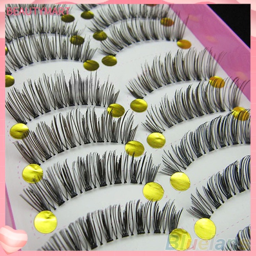 Set 10 Cặp Lông Mi Giả Dày Và Dài Màu Đen Tự Nhiên