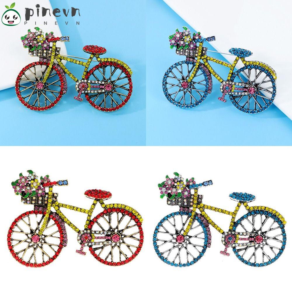PINEVN Ghim Cài Áo Hình Xe Đạp Đính Đá Thời Trang