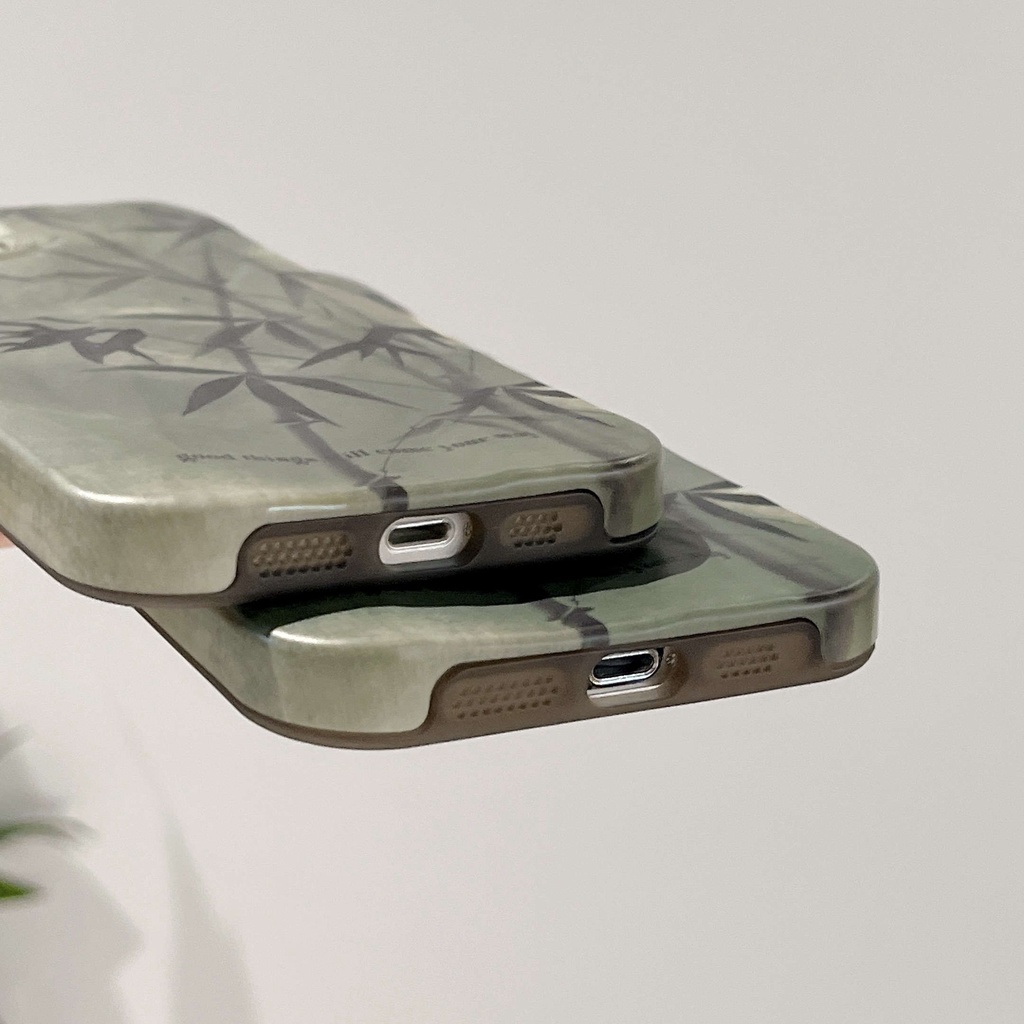 Ốp Điện Thoại TPU Chống Sốc In Họa Tiết Cây Tre Cho IPhone 14 13 12 11 Pro Max