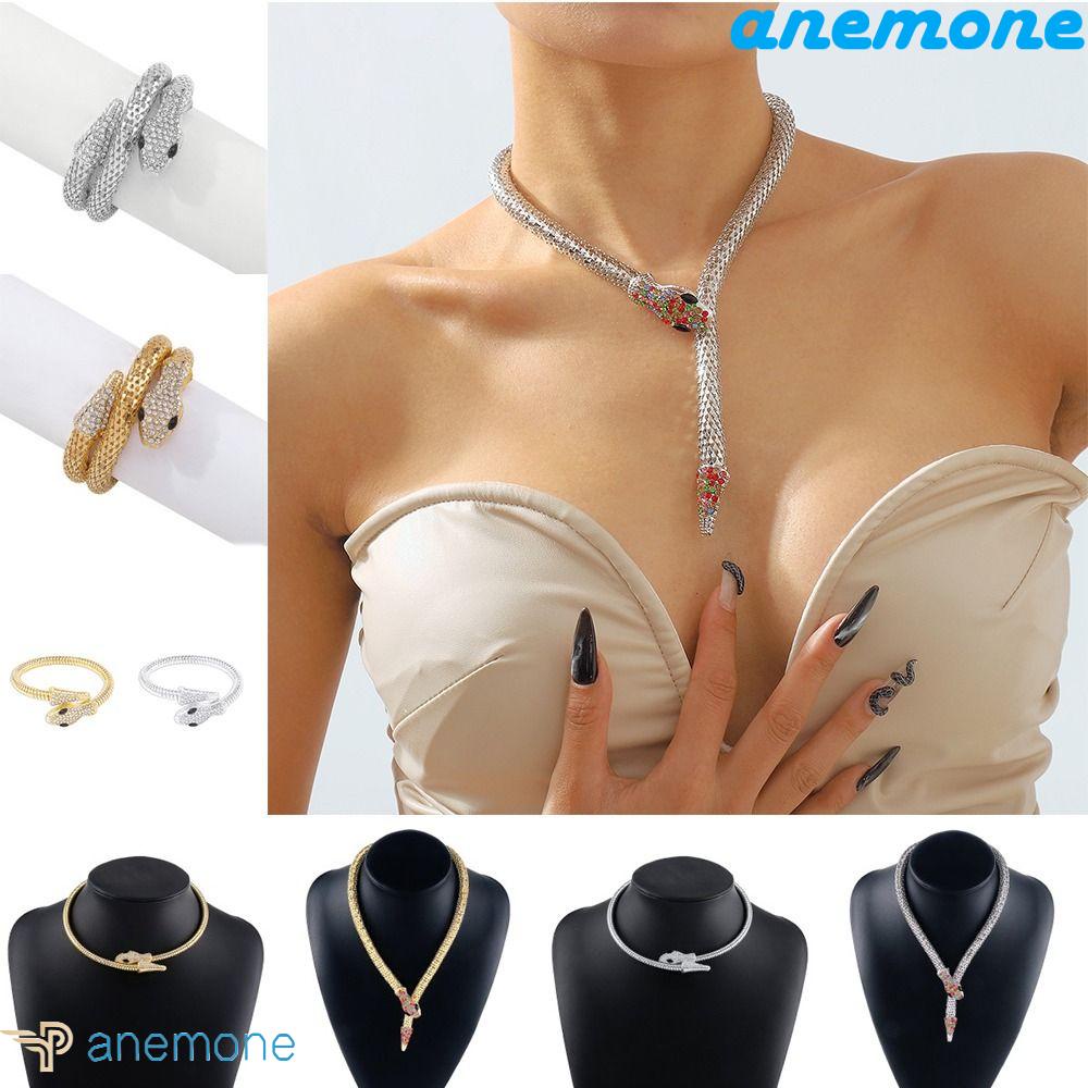 Vòng cổ Hợp Kim Hình Rắn Đính Đá Thời Trang Cá Tính Cho Nam Và Nữ