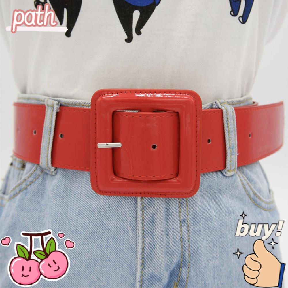 PATH Thắt Lưng Da Bóng Màu Kẹo Ngọt Kích Thước Lớn Thời Trang