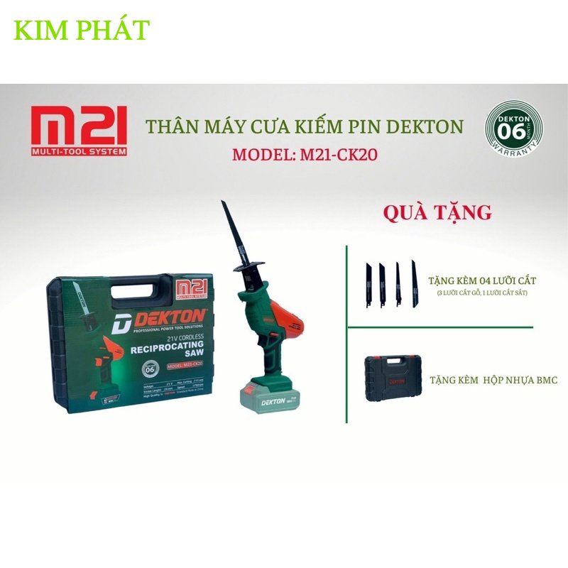 CHÍNH HÃNG  Thân máy cưa kiếm pin 18v DEKTON M21-CK20  Model: M21-CK20 kim phát