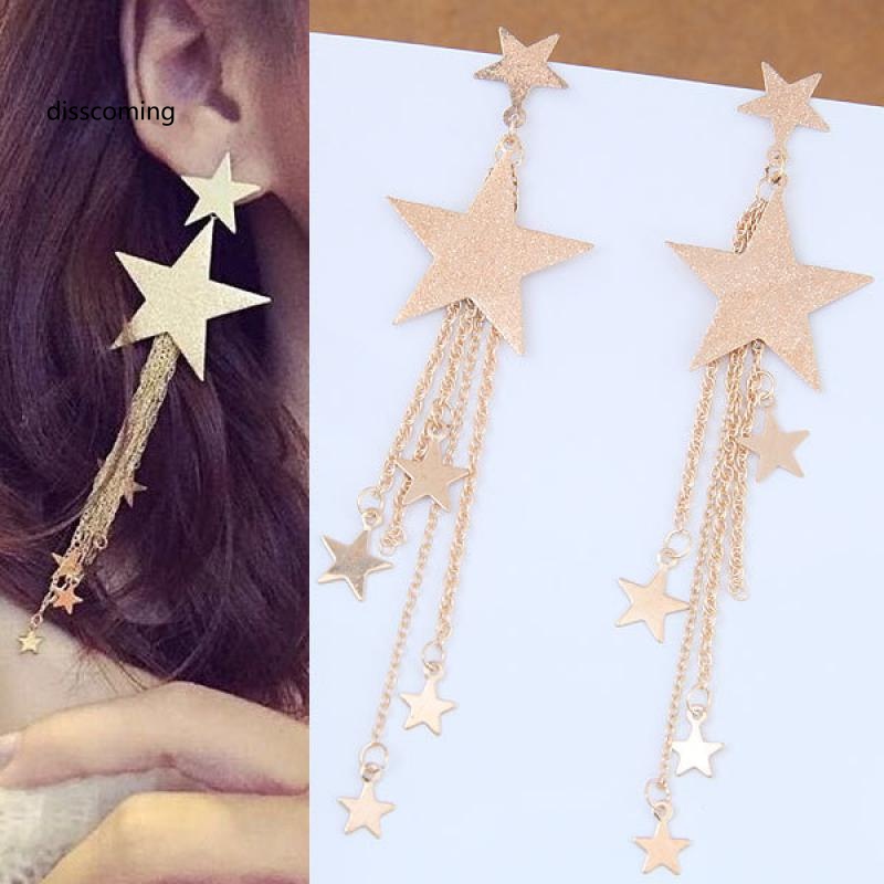 Sl| Bông Tai Ngôi Sao Tua Rua Thời Trang