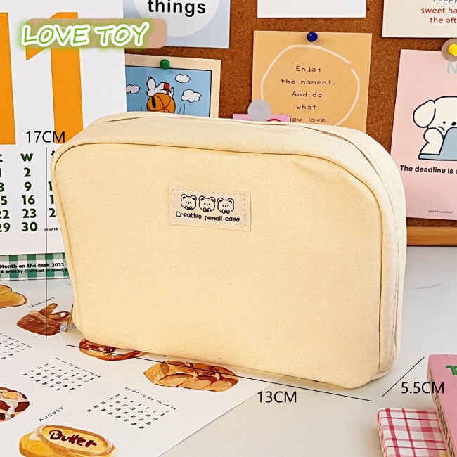 Túi Đựng Bút Bằng Vải Canvas Sức Chứa Lớn Tiện Dụng Cho Học Sinh Tiểu Học