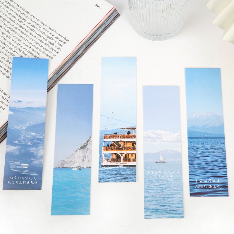 Hộp 30 Thẻ Đánh Dấu Trang Sách Hình Phong Cảnh Sáng Tạo Dùng Làm Đạo Cụ Chụp Ảnh