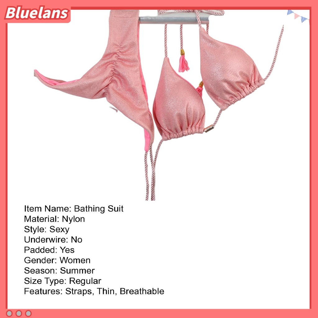Bộ Đồ Bơi 2 Mảnh Vải Mềm Màu Trơn Có Mút Đệm Dành Cho Nữ