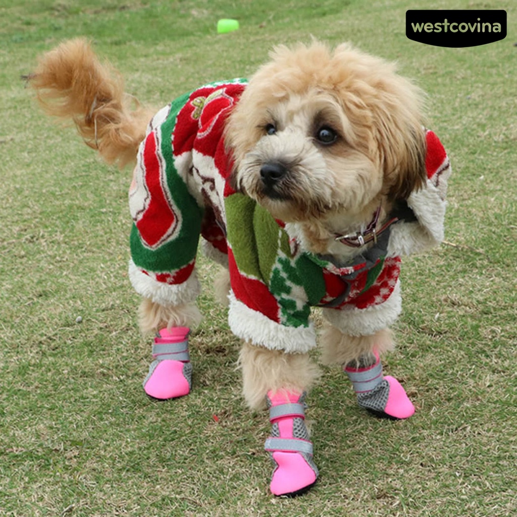 [COD]♞Set 4 Chiếc Giày Sneaker Lưới Chống Trượt Thoáng Khí Cho Thú Cưng