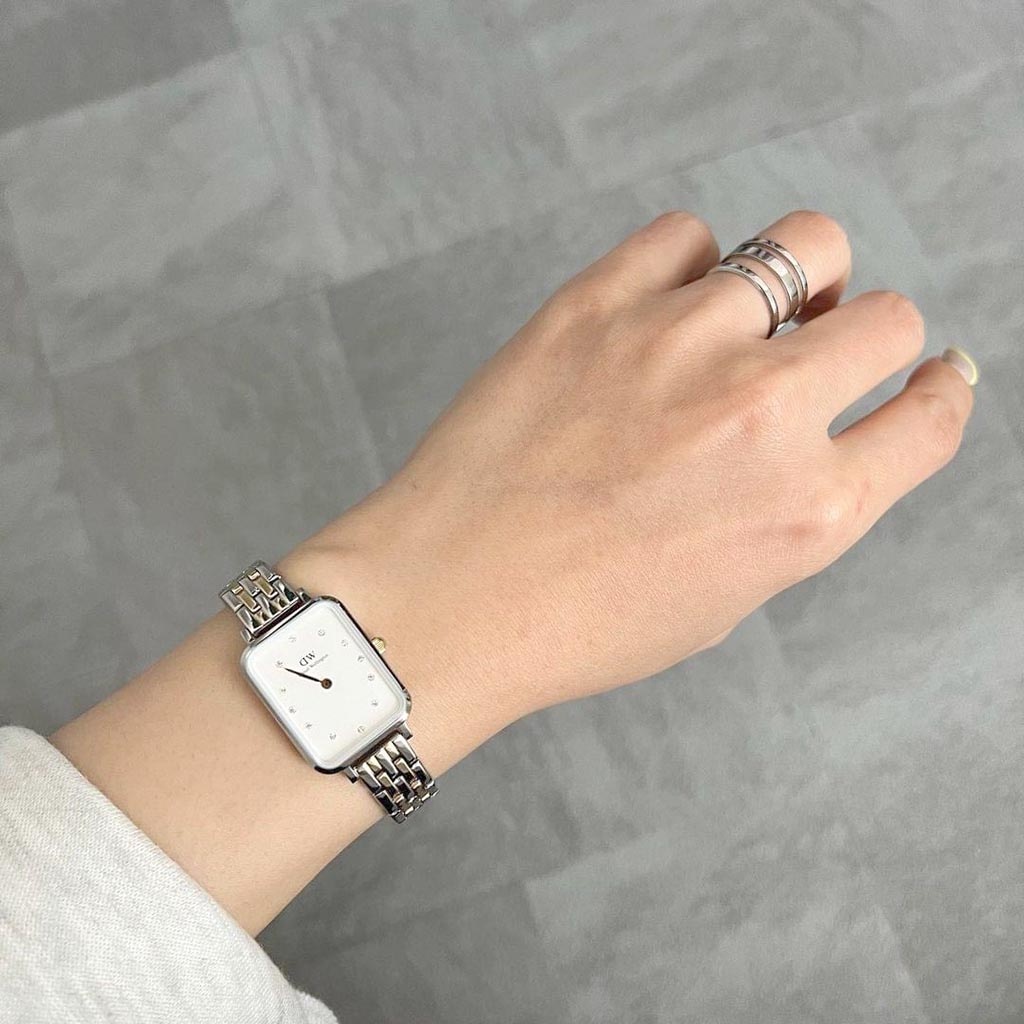 Đồng Hồ Nữ Daniel Wellington Quadro Lumine 5 Link Mặt Vuông 20x26mm Full Box DW Hàng Chính Hãng
