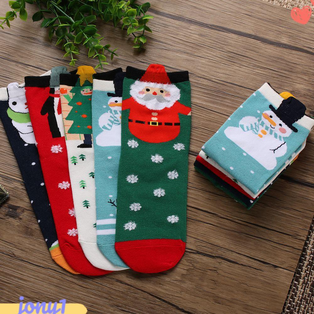 JONYE Tất Nữ Hoạ Tiết Giáng Sinh Thời Trang