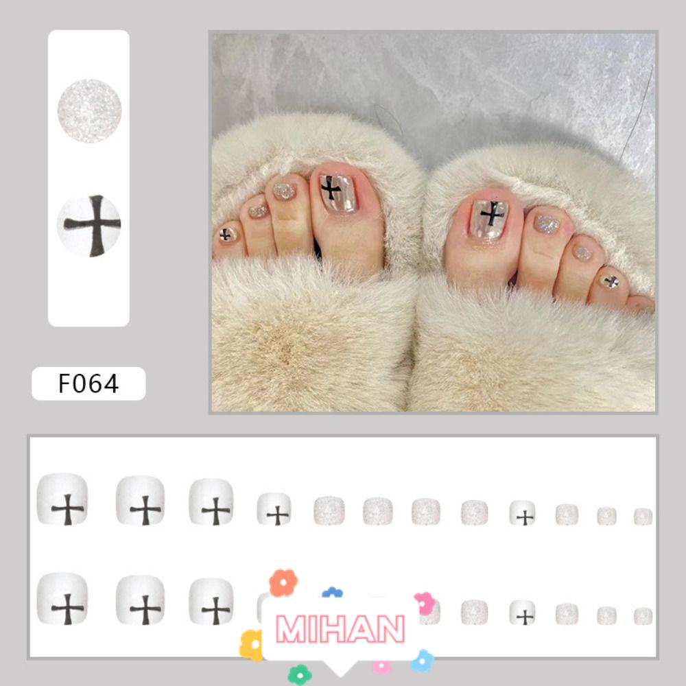 MIHAN1 Set 24 Móng Chân Giả Kiểu Pháp Hiệu MIHAN1