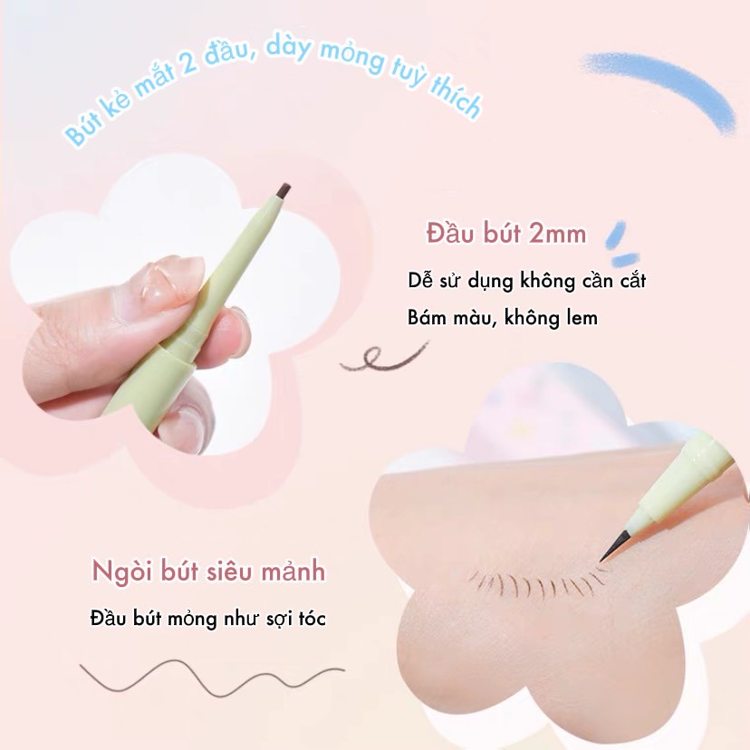 Bút Kẻ Mắt GOGO TALES Garden Bear GT408 2 Đầu Chống Nước Lâu Trôi  - GOGOTALES