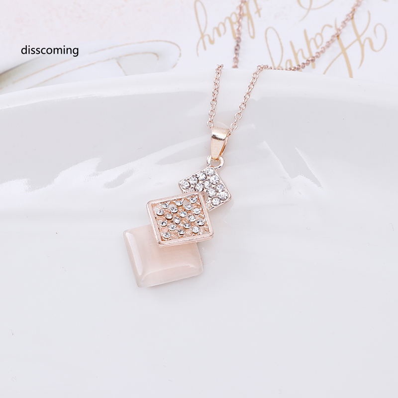 Đầm Nữ Kiểu Dáng Thời Trang Thanh Lịch| Bộ Vòng cổ + Bông Tai Hình Vuông Rỗng Đính Đá Opal Thời Trang