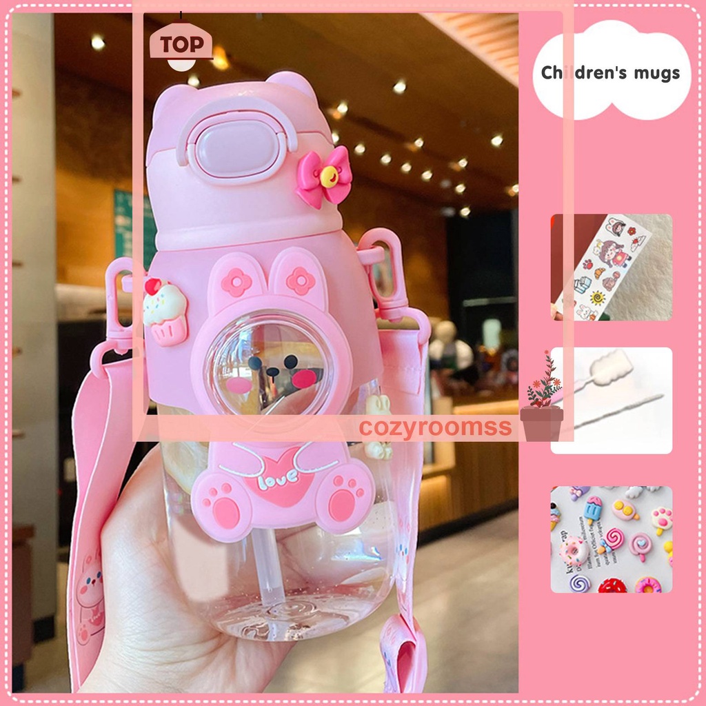 Bình Nước 660ml Bằng Nhựa Chống Tràn Dễ Thương Cho Bé