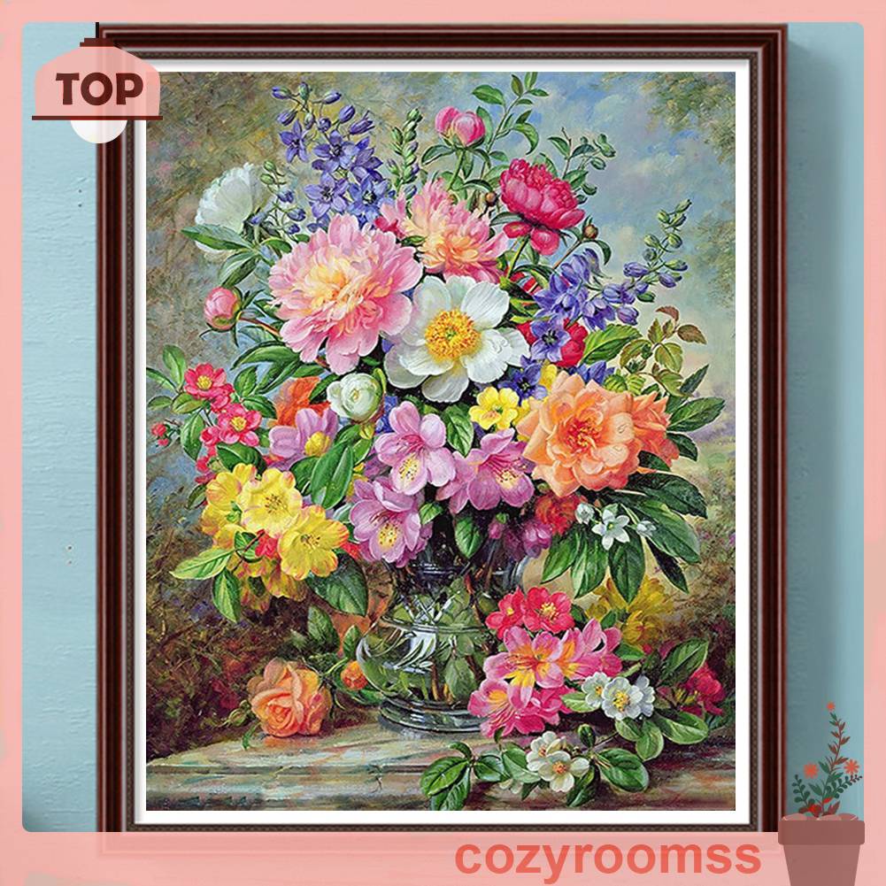 Bộ Dụng Cụ Vẽ Tranh Sơn Dầu Theo Số Họa Tiết Hoa Trang Trí Nội Thất DIY