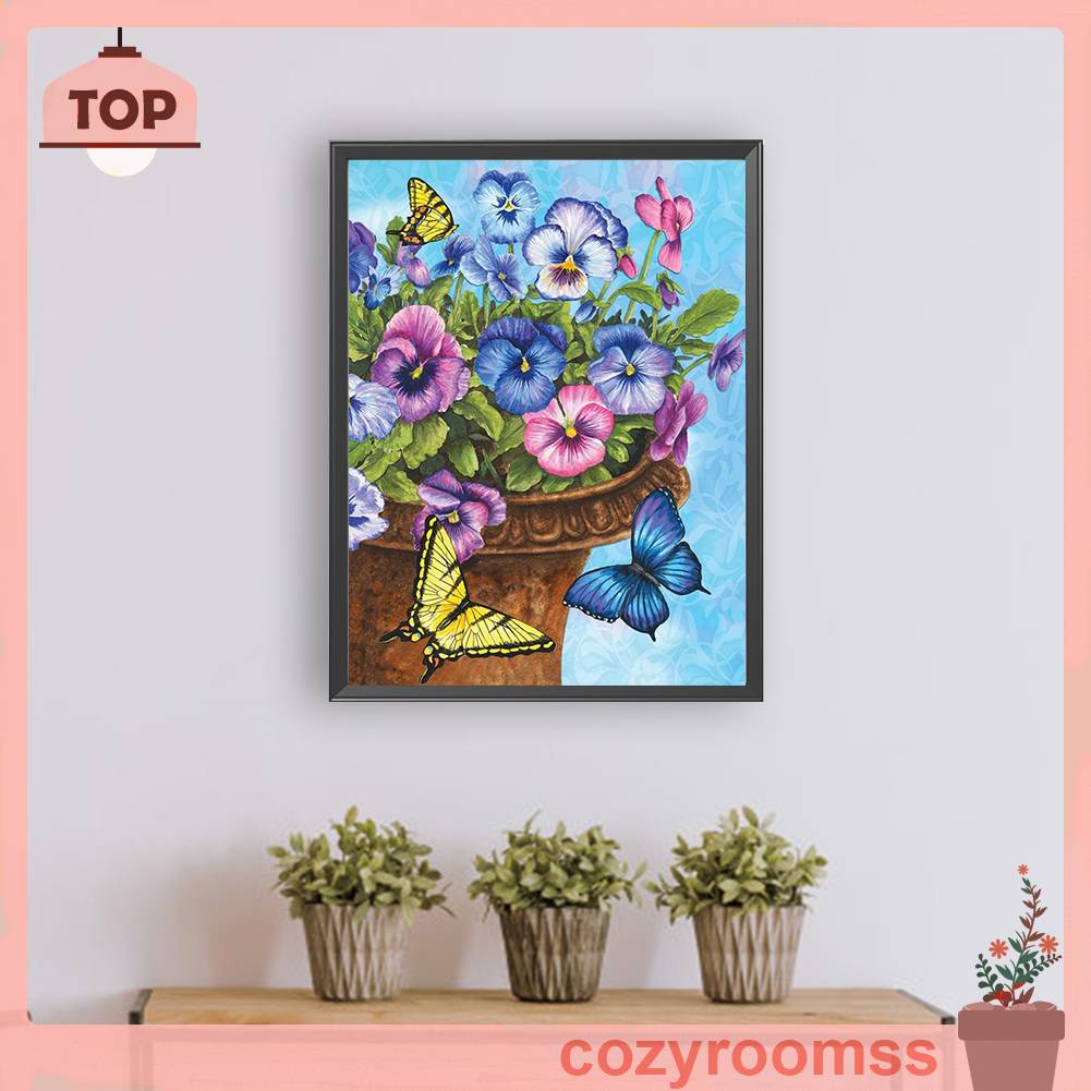 Tranh Đính Đá Kim Cương Toàn Bộ 5D DIY Hình Vẽ Bướm Màu Tím