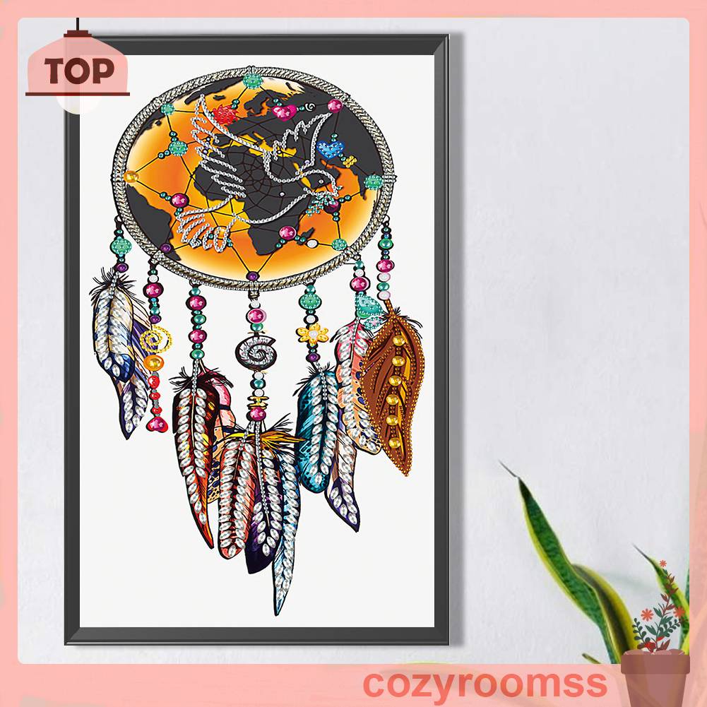 Tranh Đính Đá 5D DIY Họa Tiết Dreamcatcher Để Trang Trí Nhà
