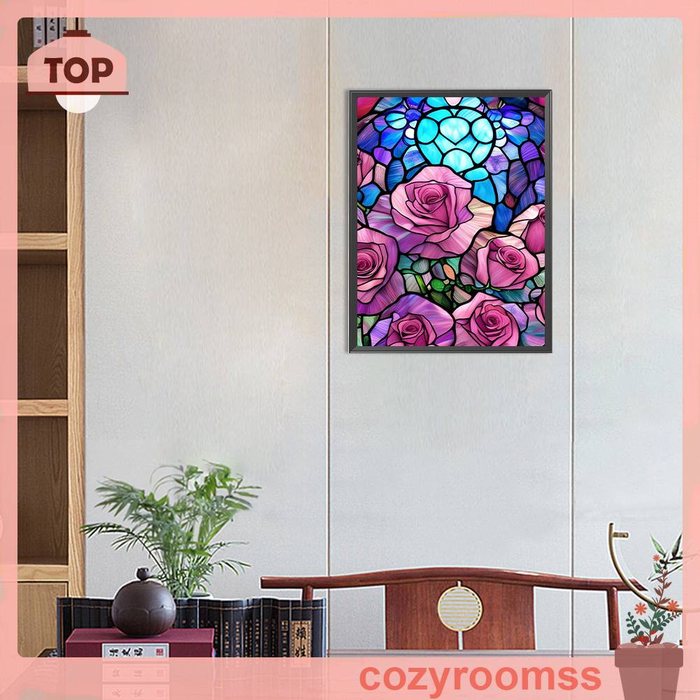 Tranh Đính Đá Kim Cương Toàn Bộ 5D DIY Hình Vẽ Hoa Hồng Trang Trí Nhà Cửa