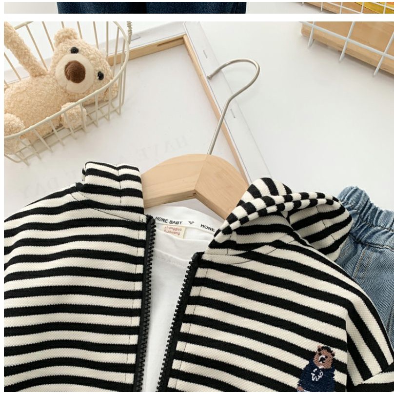 Áo Khoác Hoodie Mỏng Kẻ Sọc Phong Cách Hàn Quốc Thời Trang Xuân Thu Mới Cho Bé Trai