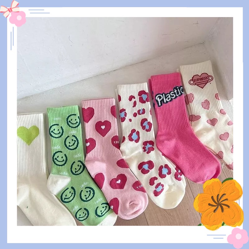 Màu hồng đáng yêu của họa tiết vớ ống trung bình dành cho các cô gái thời trang YR