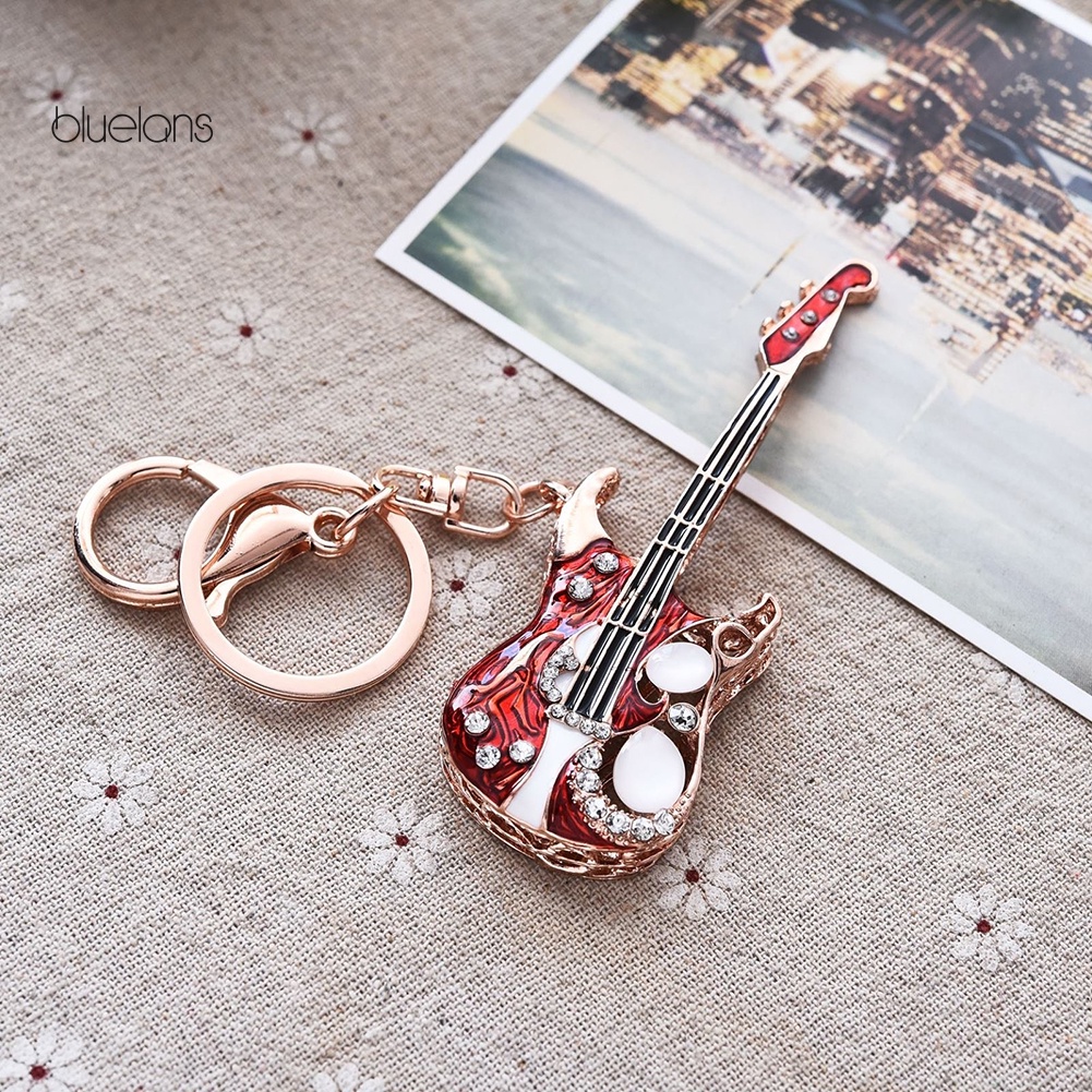 Móc Khóa Hình Cây Đàn Guitar Đính Đá Thời Trang