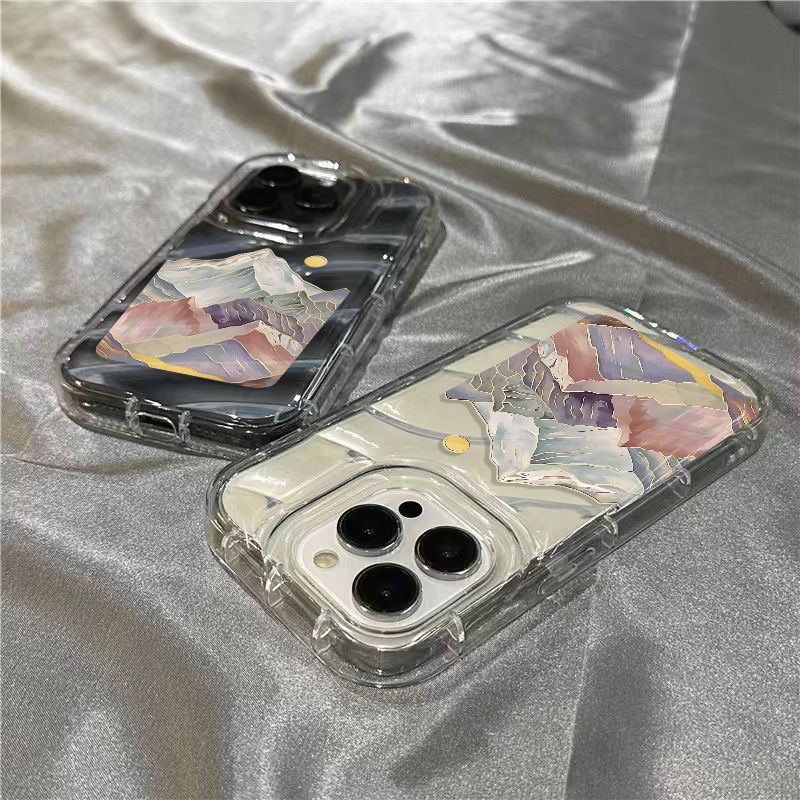 Ốp Điện Thoại Dẻo Trong Suốt Họa Tiết Ngọn Núi Nhiều Màu Sắc Cho iPhone14promax 1312 / 11 7 / 8plus xr / sins BX03